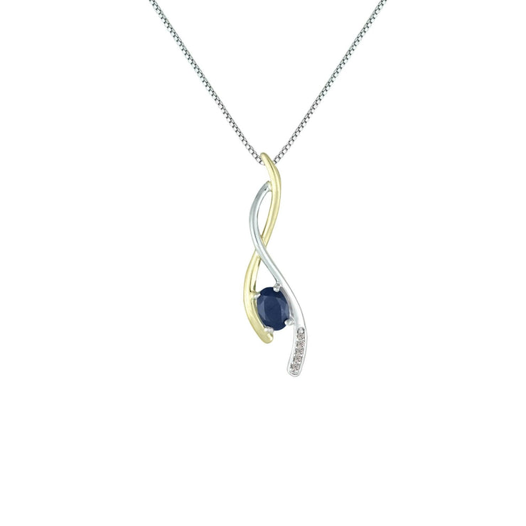 Sapphire and Diamond Fashion Pendant in Silver & 14K - jewelerize.com