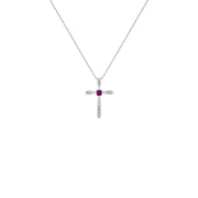 Ruby and Diamond Cross Pendant in Sterling Silver - jewelerize.com