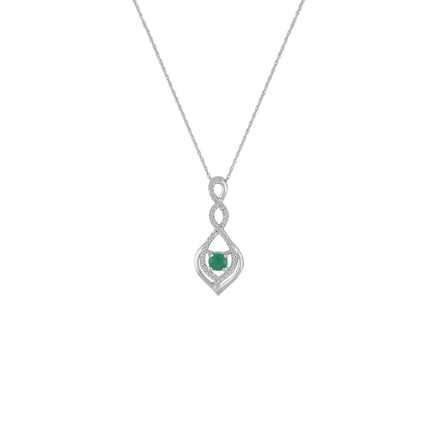 Emerald and Diamond Accent Fashion Pendant in 10K White Gold - jewelerize.com