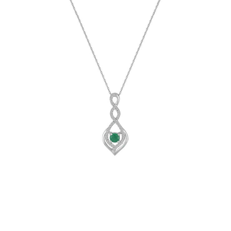 Emerald and Diamond Accent Fashion Pendant in 10K White Gold - jewelerize.com