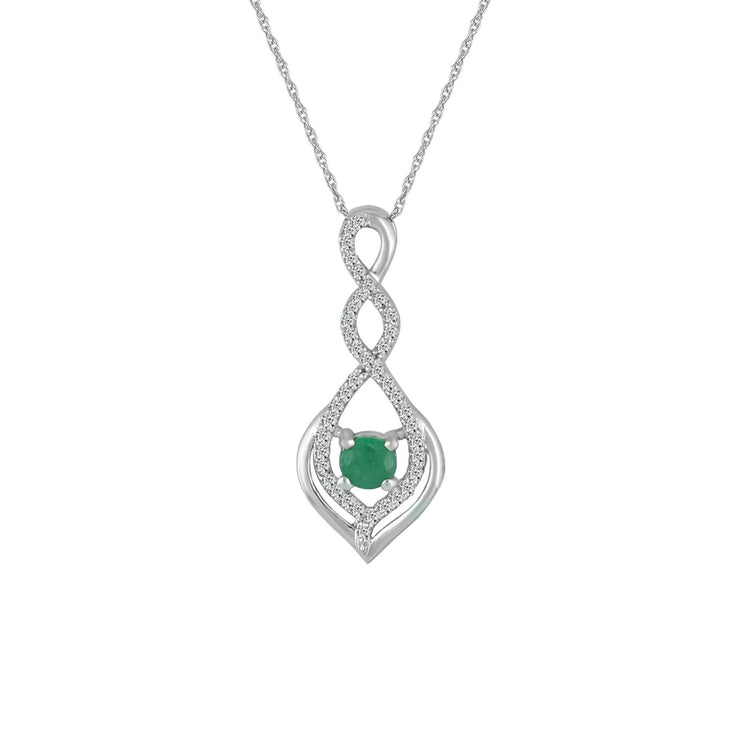 Emerald and Diamond Accent Fashion Pendant in 10K White Gold - jewelerize.com