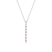Created Pink and White Sapphire Stick Pendant in Silver - jewelerize.com