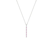 Created Pink and White Sapphire Stick Pendant in Silver - jewelerize.com