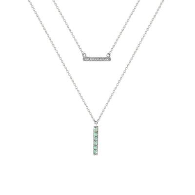 Created Opal and Diamond Lariat Necklace in Silver - jewelerize.com