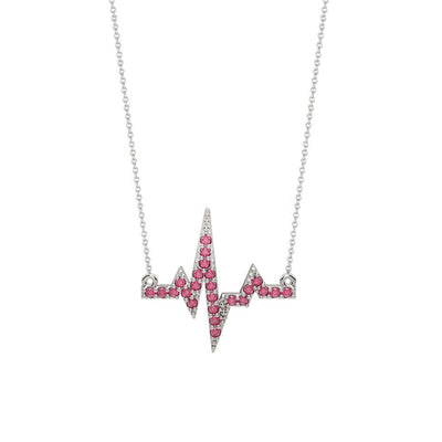Created Ruby Heartbeat Necklace - jewelerize.com