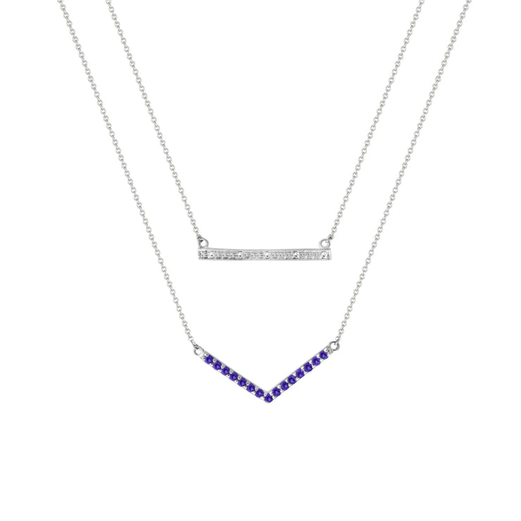 Amethyst and Diamond Layer Necklace - jewelerize.com