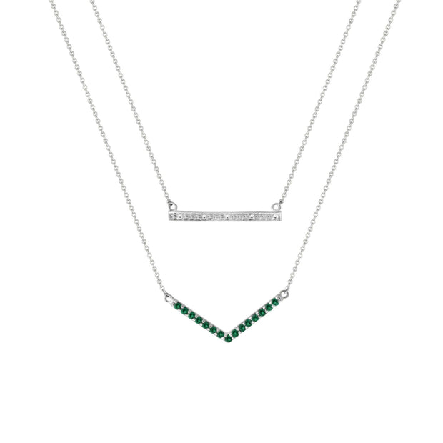 Created Emerald and Diamond Layer Necklace - jewelerize.com