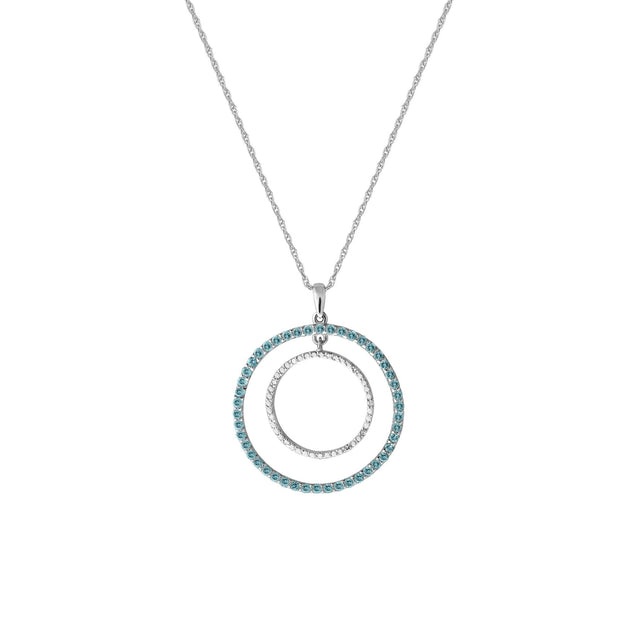 Blue Topaz and Diamond Circle Pendant in Silver - jewelerize.com