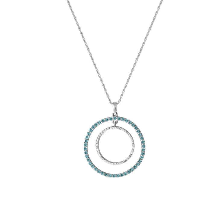 Blue Topaz and Diamond Circle Pendant in Silver - jewelerize.com