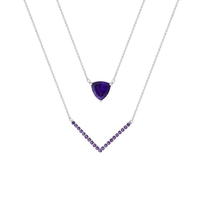 Amethyst Layer Necklace in Silver - jewelerize.com