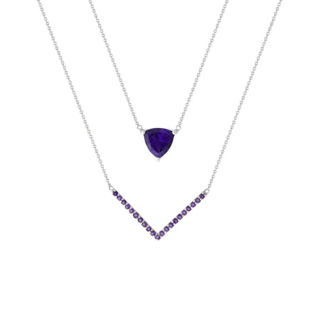 Amethyst Layer Necklace in Silver - jewelerize.com