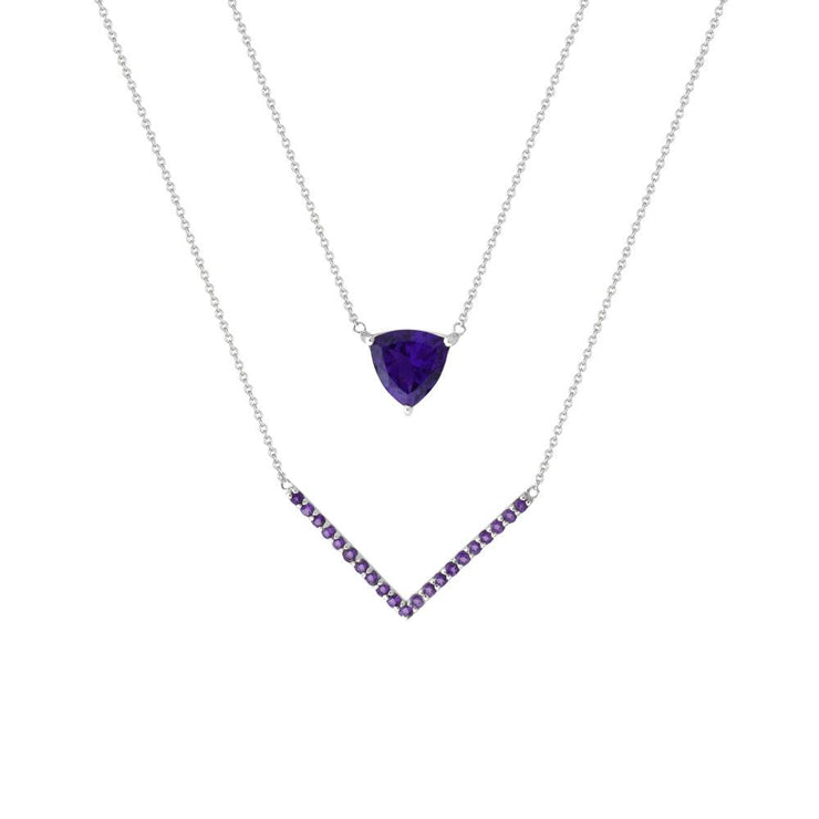 Amethyst Layer Necklace in Silver - jewelerize.com
