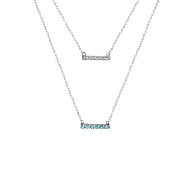Blue Topaz and Diamond Lariat Necklace in Silver - jewelerize.com