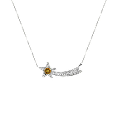 Citrine and Diamond Shooting Star Necklace in Silver - jewelerize.com