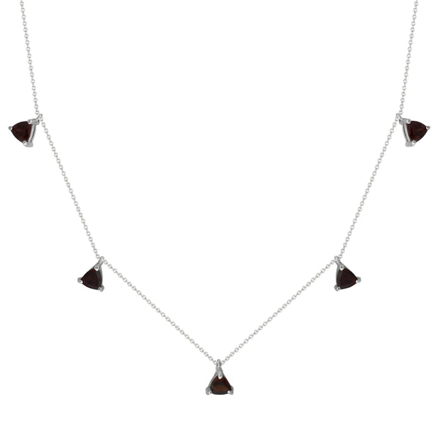 Dangle Garnet Necklace in Silver - jewelerize.com