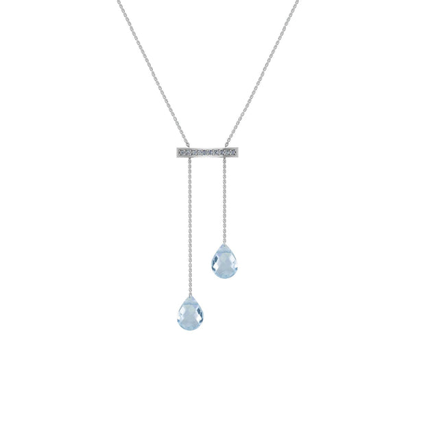 Sky Blue Topaz and Diamond Adjustable Necklace in Silver - jewelerize.com
