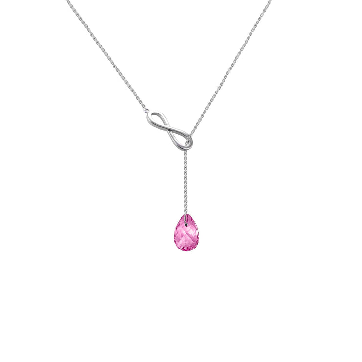 Created Pink Sapphire Infinity Necklace in Silver - jewelerize.com