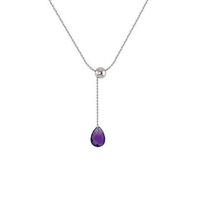 Amethyst Lariat Fashion Necklace in Silver - jewelerize.com