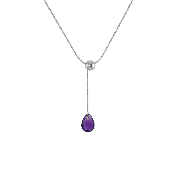 Amethyst Lariat Fashion Necklace in Silver - jewelerize.com