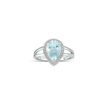10K White Gold Aquamarine and Diamond Accent Fashion Ring - jewelerize.com