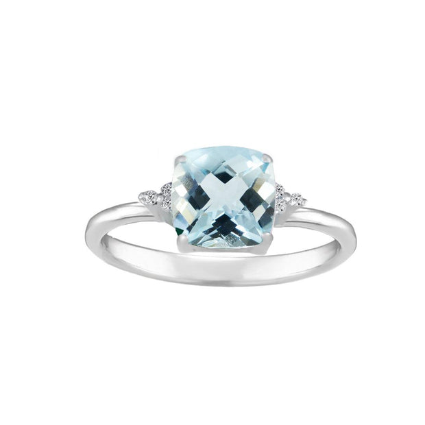 Aquamarine and Diamond Accent Ring in Sterling Silver - jewelerize.com