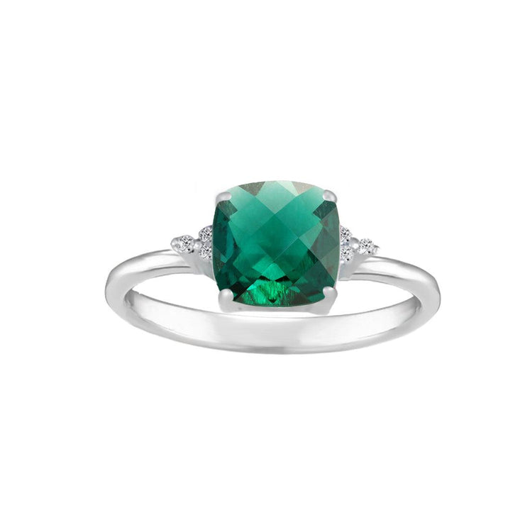 Created Emerald and Diamond Accent Ring in Sterling Silver - jewelerize.com