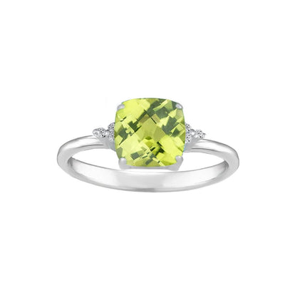 Peridot and Diamond Accent Ring in Sterling Silver - jewelerize.com