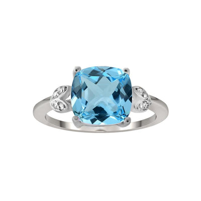 10k White Gold Blue Topaz and Diamond Ring - jewelerize.com