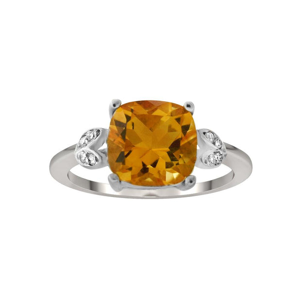 10k White Gold Citrine and Diamond Ring - jewelerize.com