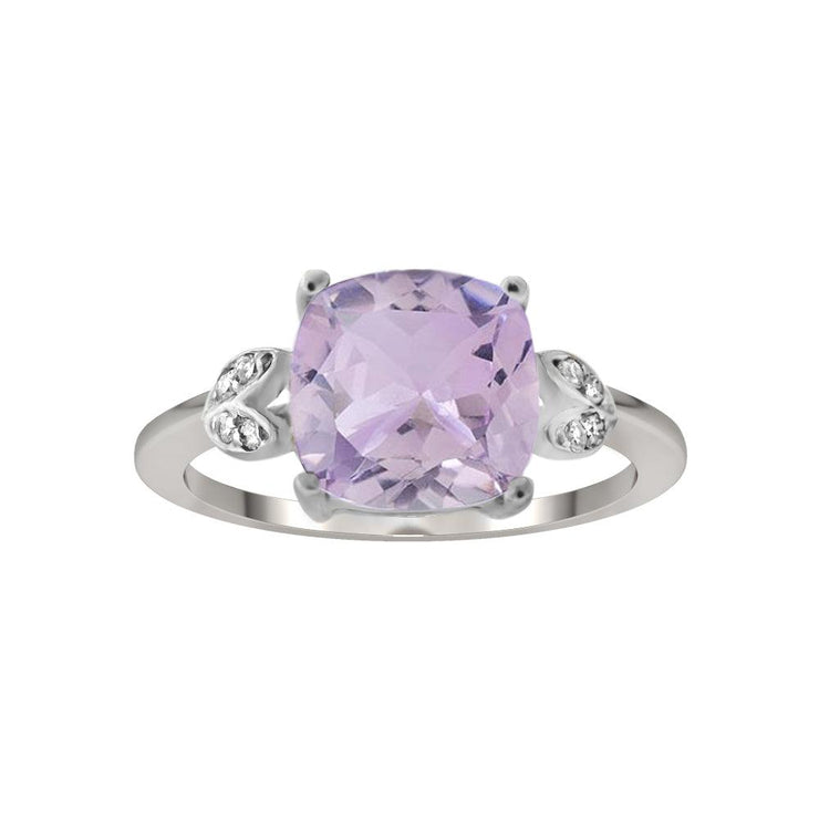 10k White Gold Pink Amethyst and Diamond Ring - jewelerize.com