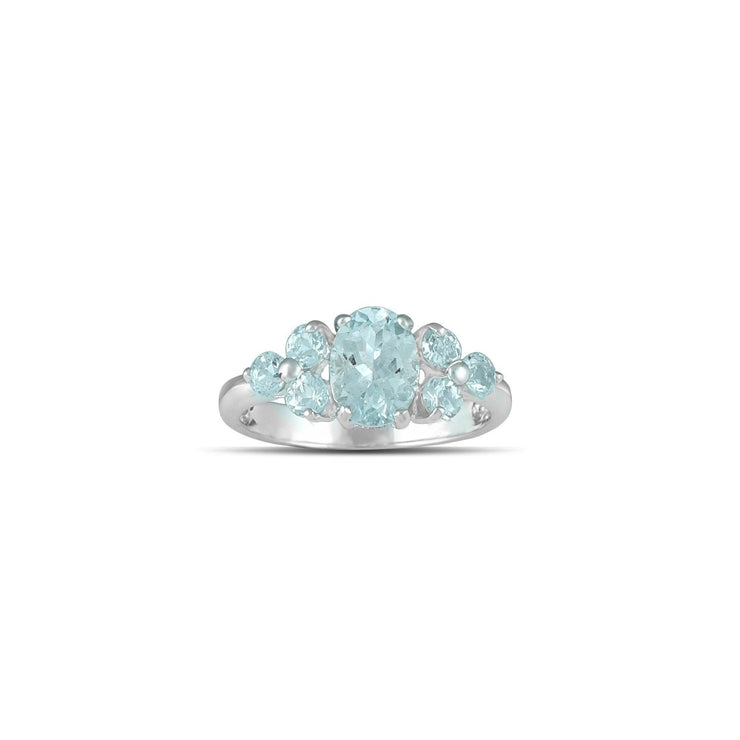 10K White Gold Multi-Stone Aquamarine Fashion Ring - jewelerize.com