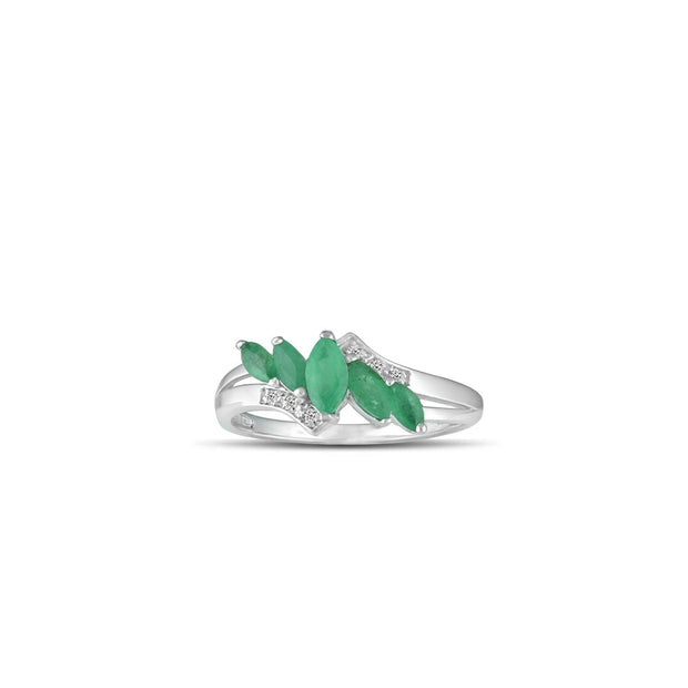 10K White Gold Emerald and Diamond Accent Fashion Ring - jewelerize.com