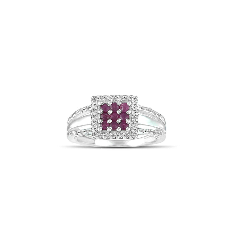 10K White Gold Ruby and Diamond Accent Fashion Ring - jewelerize.com