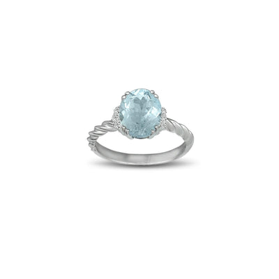 Aquamarine and Diamond Accent Ring in Silver - jewelerize.com