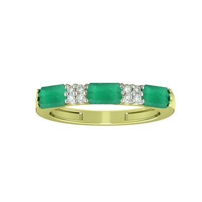 10k Yellow Gold Emerald and Diamond Band Ring - jewelerize.com