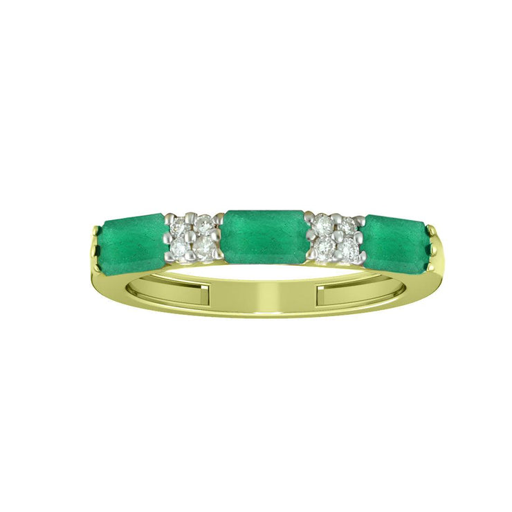 10k Yellow Gold Emerald and Diamond Band Ring - jewelerize.com