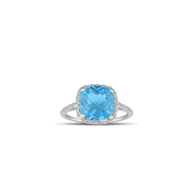 10K White Gold Blue Topaz and Diamond Accent Fashion Ring - jewelerize.com