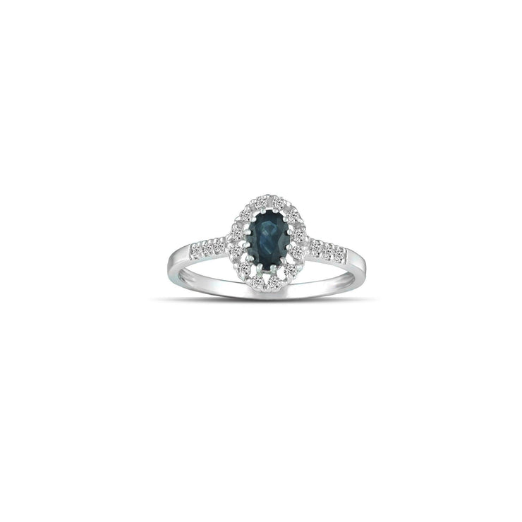 10K White Gold Sapphire and Diamond Accent Fashion Ring - jewelerize.com