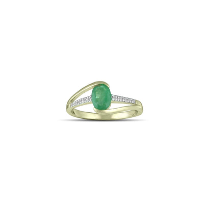 10K Yellow Gold Emerald and Diamond Accent Fashion Ring - jewelerize.com