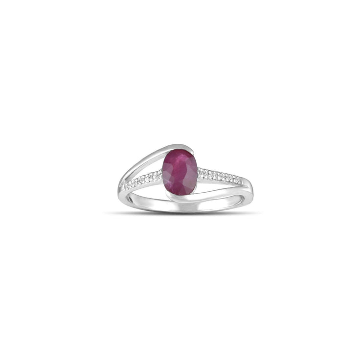 10K White Gold Ruby and Diamond Accent Fashion Ring - jewelerize.com