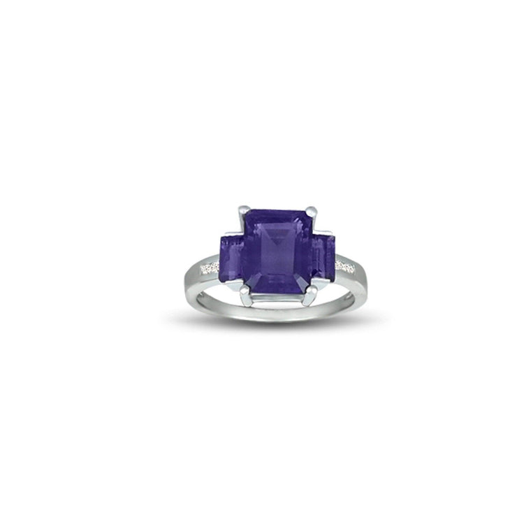 Amethyst and Diamond Accent Ring in Sterling Silver - jewelerize.com