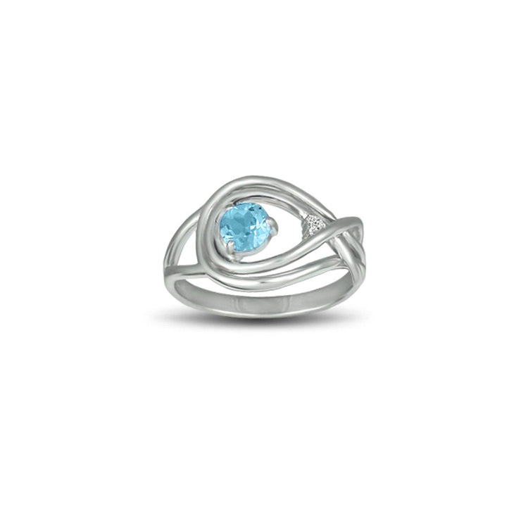 Blue Topaz and Diamond Accent Ring in Sterling Silver - jewelerize.com