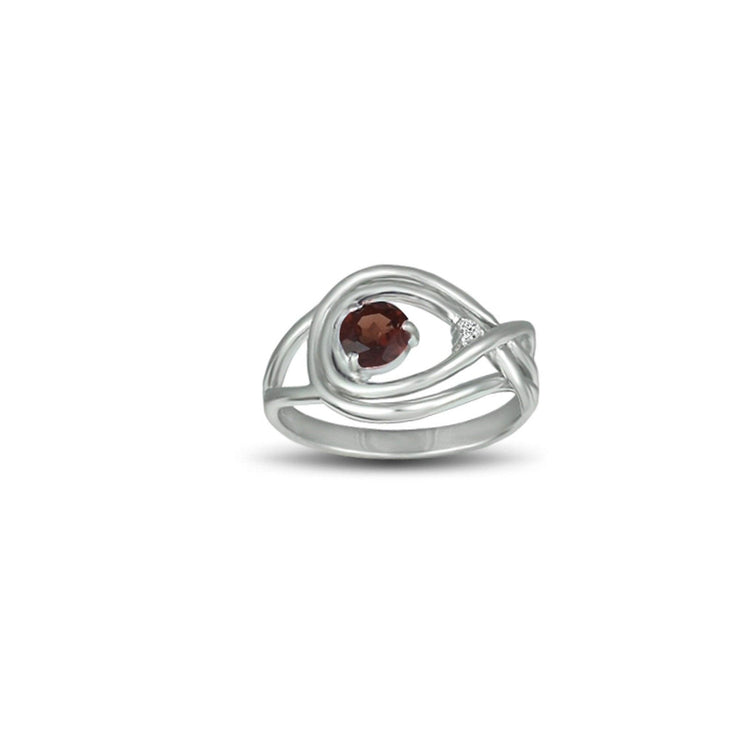 Garnet and Diamond Accent Ring in Sterling Silver - jewelerize.com