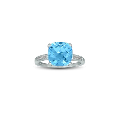 Blue Topaz and Diamond Accent Ring in Silver - jewelerize.com