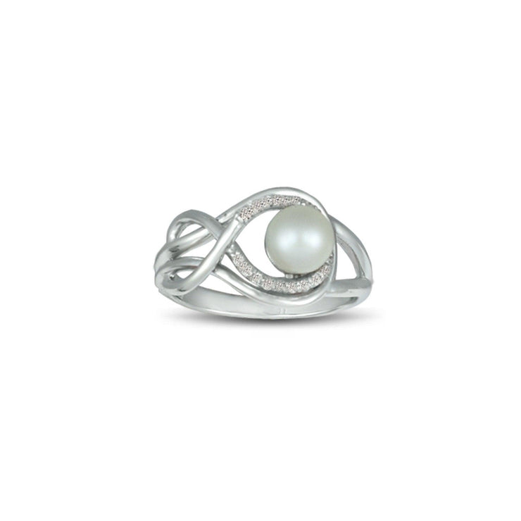 Pearl and Diamond Accent Ring in Sterling Silver - jewelerize.com