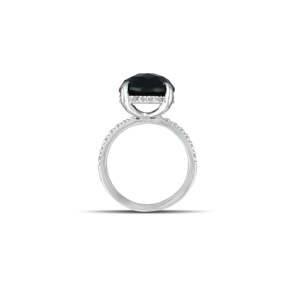 10K White Gold Black Onyx and Diamond Accent Fashion Ring - jewelerize.com
