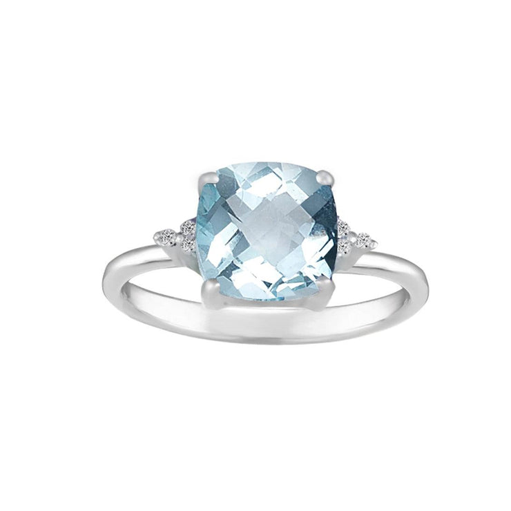 Aquamarine and Diamond Accent Ring in Sterling Silver - jewelerize.com