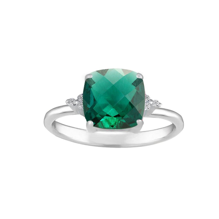 Created Emerald and Diamond Accent Ring in Sterling Silver - jewelerize.com