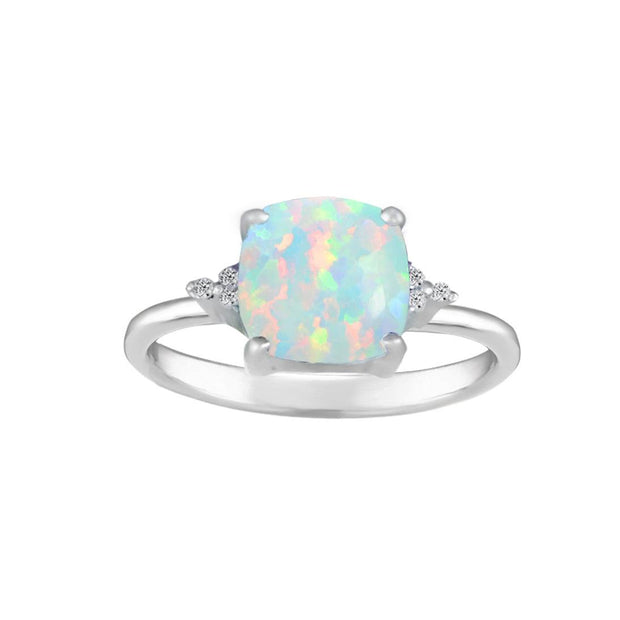 Created Opal and Diamond Accent Ring in Sterling Silver - jewelerize.com