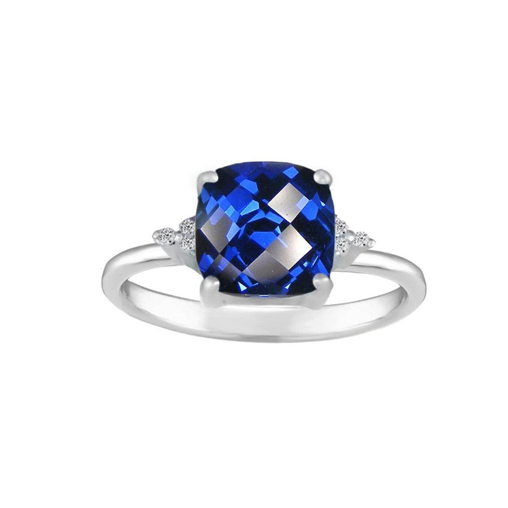 Created Sapphire and Diamond Accent Ring in Sterling Silver - jewelerize.com